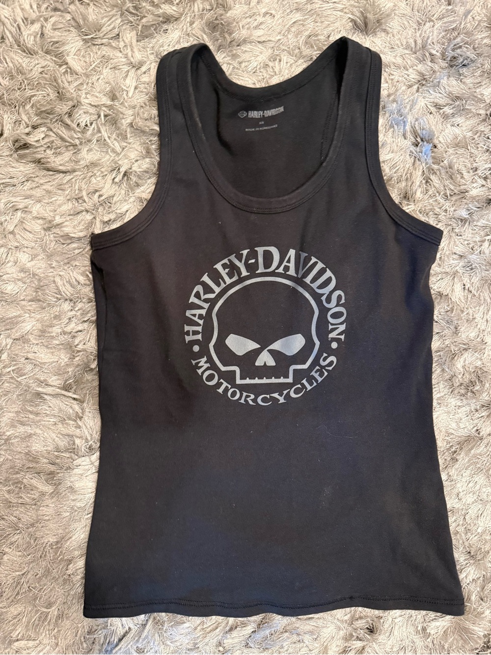 Harley-Davidson Black Tank Top with Gray Skull Logo
